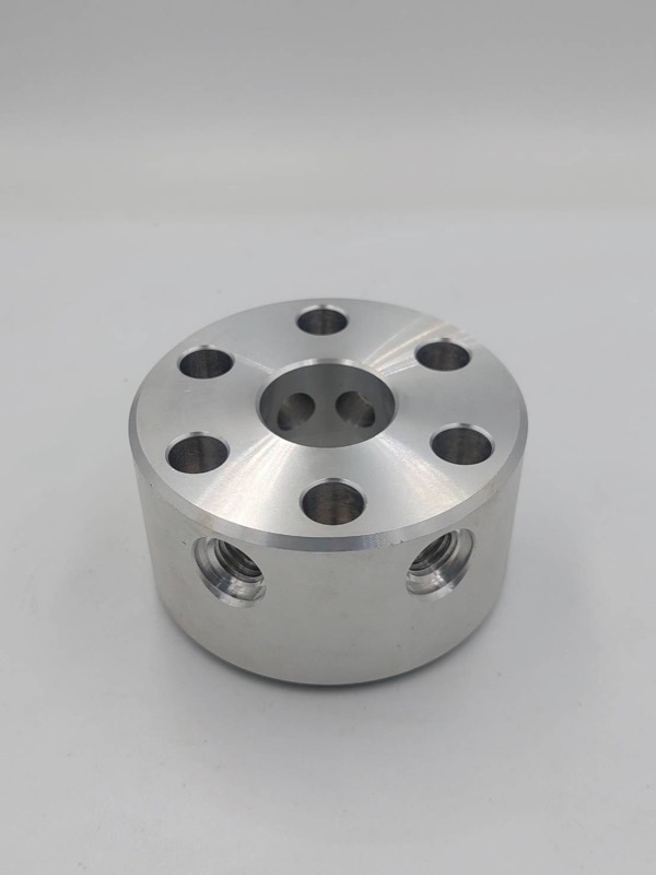 CNC machined aluminum manifold block
